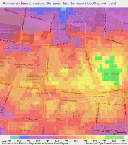 Kuntsevshchina,Belarus Elevation Map
