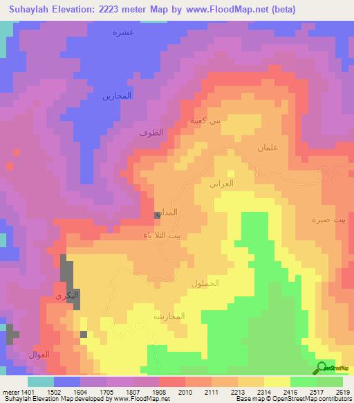 Suhaylah,Yemen Elevation Map