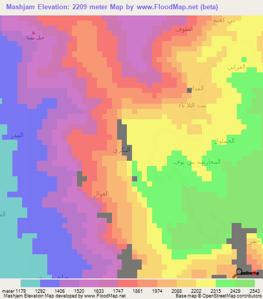 Mashjam,Yemen Elevation Map