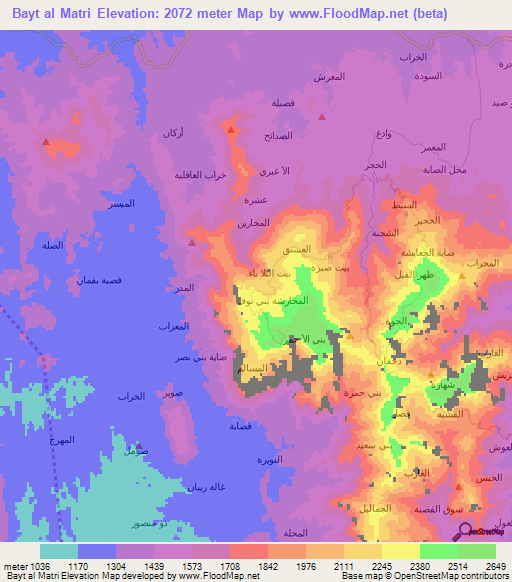 Bayt al Matri,Yemen Elevation Map