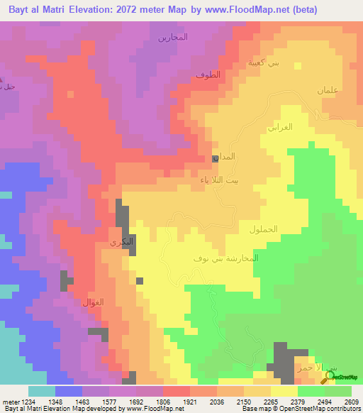 Bayt al Matri,Yemen Elevation Map