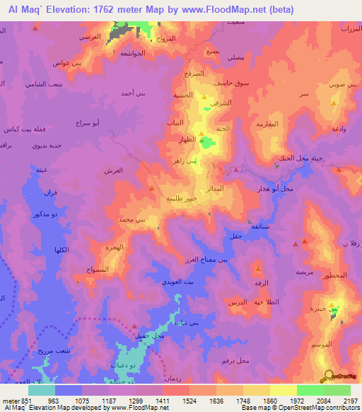Al Maq`,Yemen Elevation Map