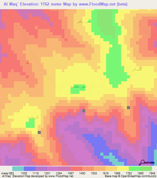 Al Maq`,Yemen Elevation Map