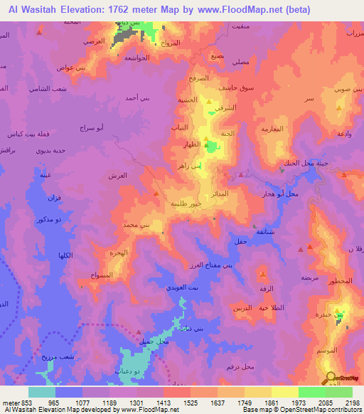 Al Wasitah,Yemen Elevation Map