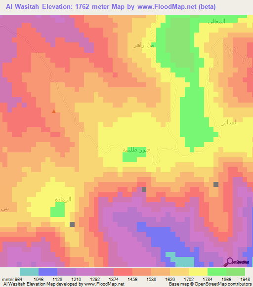 Al Wasitah,Yemen Elevation Map