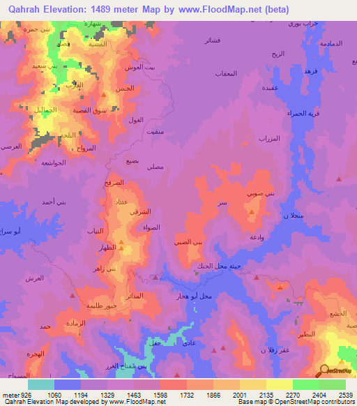 Qahrah,Yemen Elevation Map
