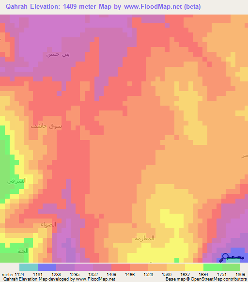 Qahrah,Yemen Elevation Map