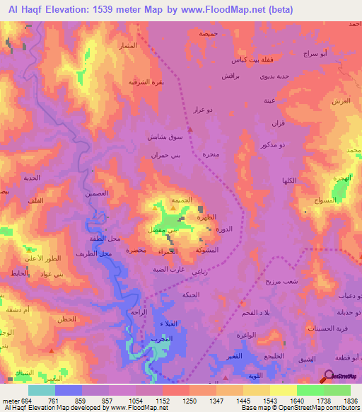 Al Haqf,Yemen Elevation Map