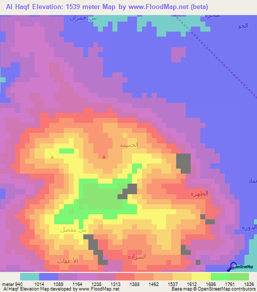 Al Haqf,Yemen Elevation Map