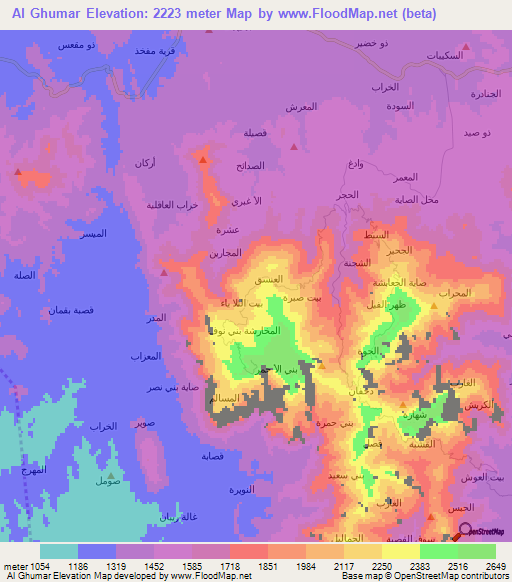 Al Ghumar,Yemen Elevation Map