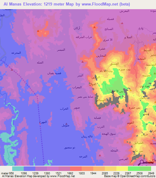 Al Manas,Yemen Elevation Map