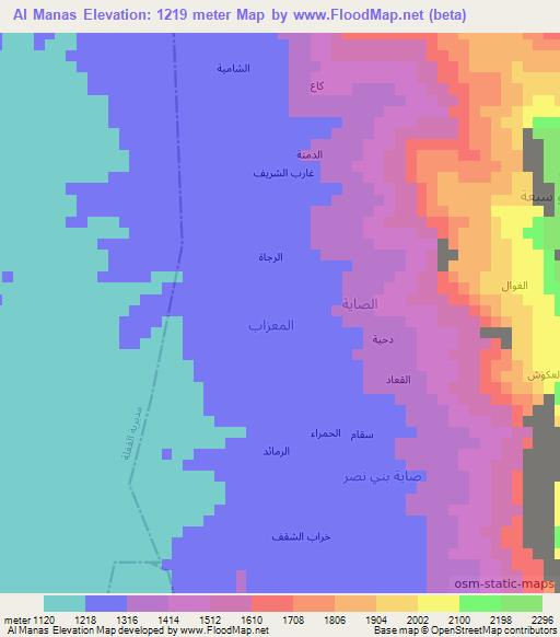 Al Manas,Yemen Elevation Map