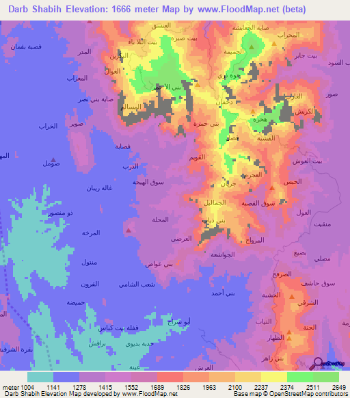 Darb Shabih,Yemen Elevation Map