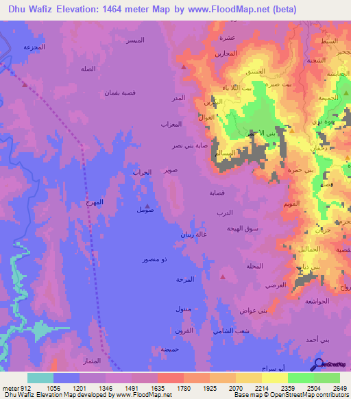 Dhu Wafiz,Yemen Elevation Map