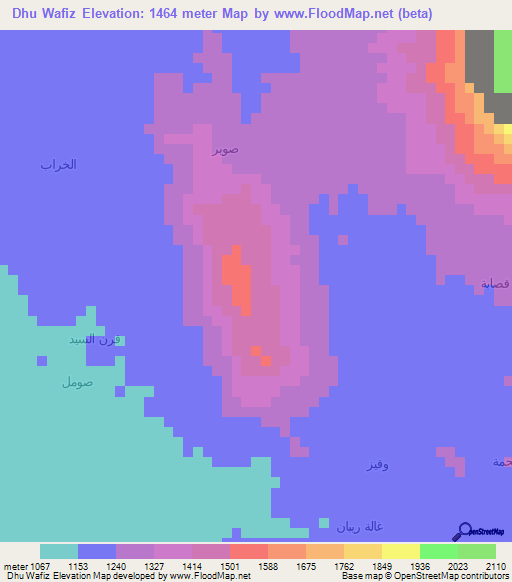Dhu Wafiz,Yemen Elevation Map