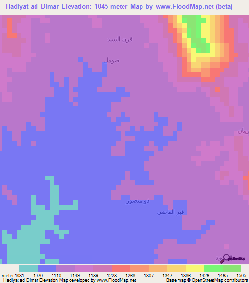 Hadiyat ad Dimar,Yemen Elevation Map