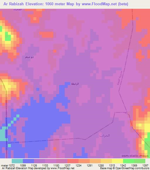 Ar Rabizah,Yemen Elevation Map