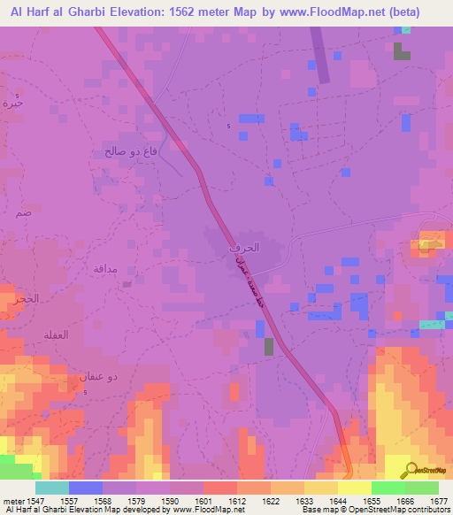 Al Harf al Gharbi,Yemen Elevation Map