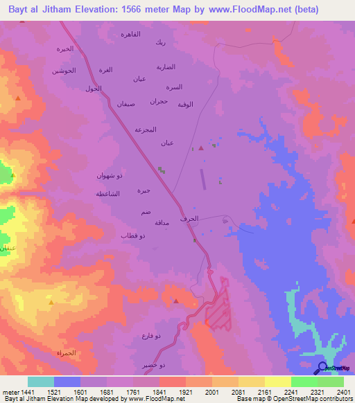 Bayt al Jitham,Yemen Elevation Map