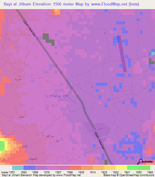 Bayt al Jitham,Yemen Elevation Map