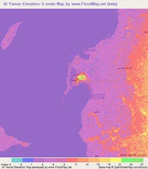 Al Yaman,Yemen Elevation Map