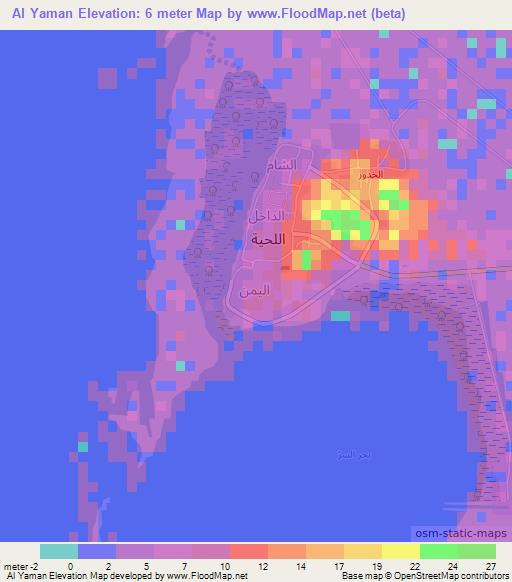 Al Yaman,Yemen Elevation Map