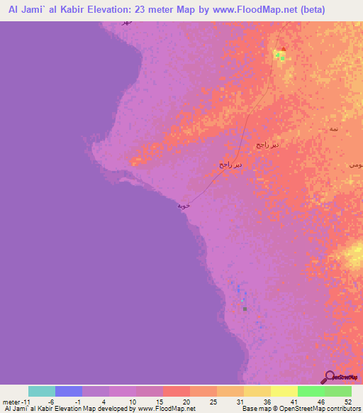 Al Jami` al Kabir,Yemen Elevation Map