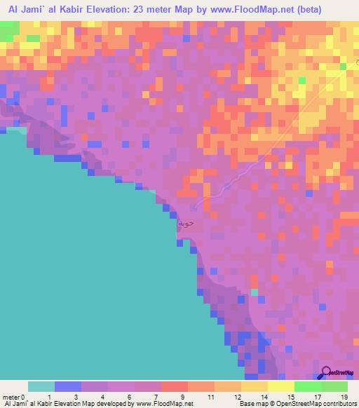 Al Jami` al Kabir,Yemen Elevation Map
