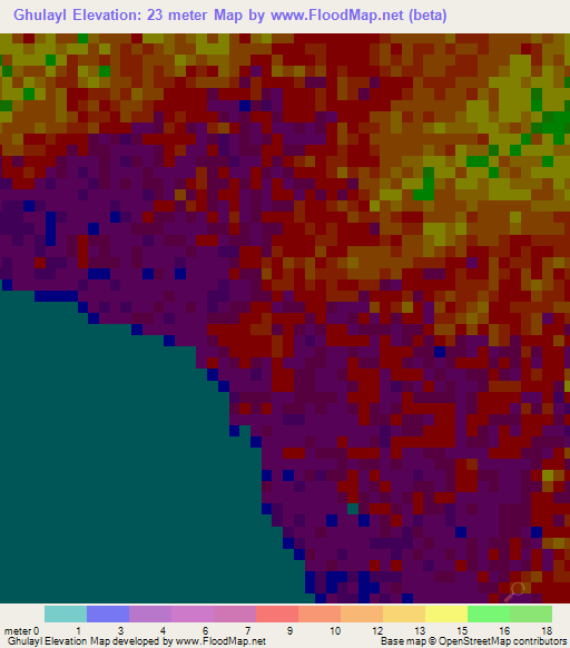Ghulayl,Yemen Elevation Map
