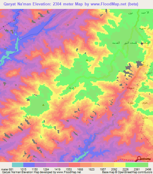 Qaryat Na'man,Yemen Elevation Map