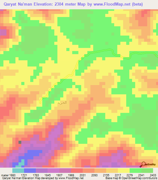 Qaryat Na'man,Yemen Elevation Map