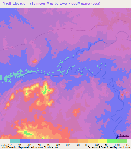 Yaoli,Congo (Kinshasa) Elevation Map