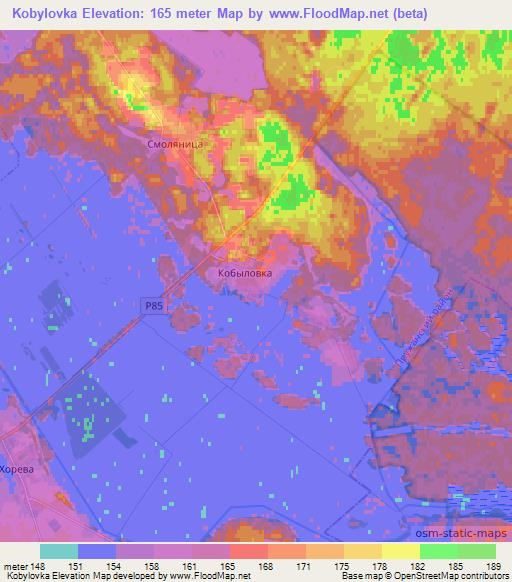 Kobylovka,Belarus Elevation Map