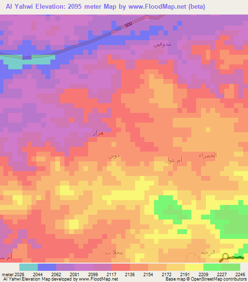 Al Yahwi,Yemen Elevation Map