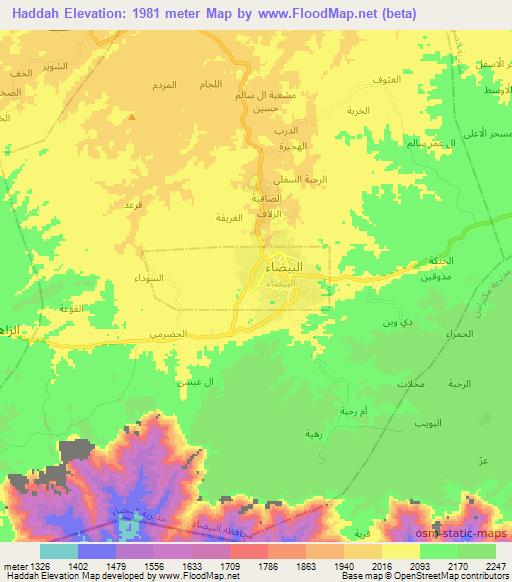 Haddah,Yemen Elevation Map