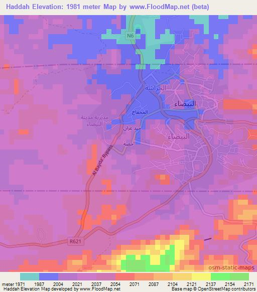 Haddah,Yemen Elevation Map