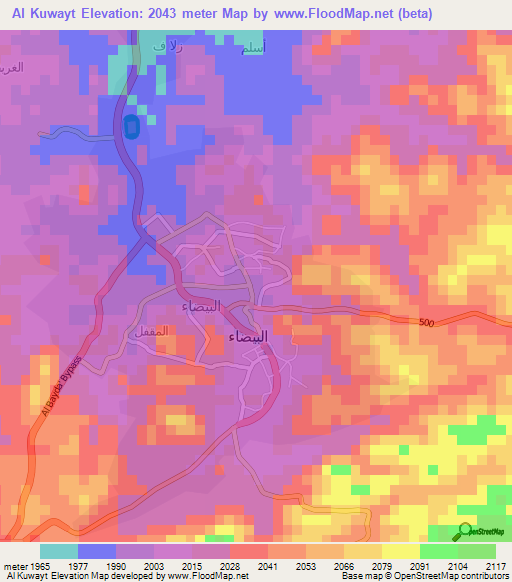 Al Kuwayt,Yemen Elevation Map