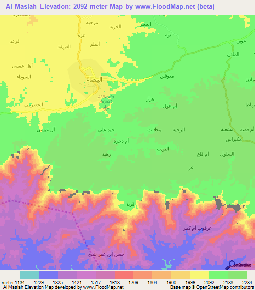 Al Maslah,Yemen Elevation Map