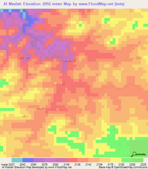 Al Maslah,Yemen Elevation Map
