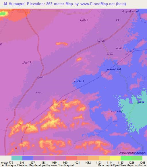 Al Humayra',Yemen Elevation Map