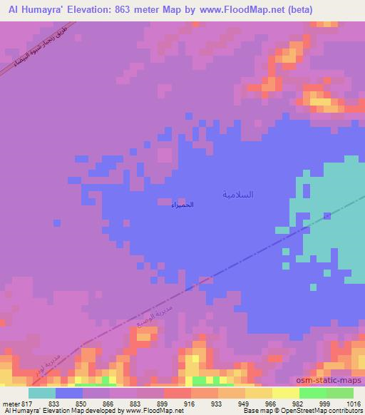 Al Humayra',Yemen Elevation Map