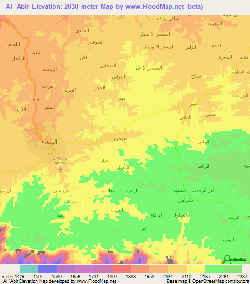 Al `Abir,Yemen Elevation Map