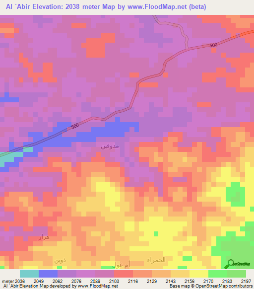 Al `Abir,Yemen Elevation Map