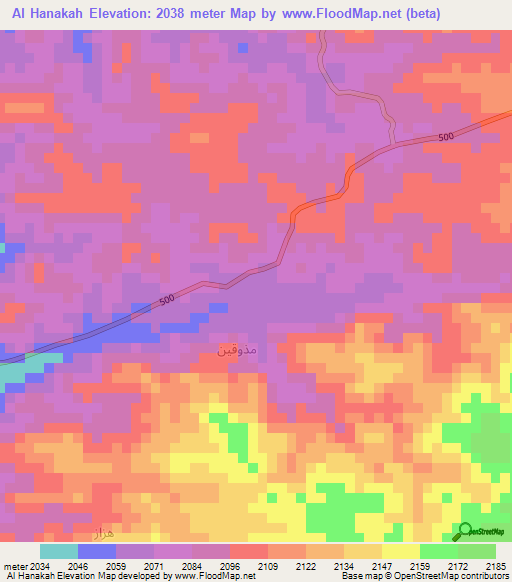 Al Hanakah,Yemen Elevation Map