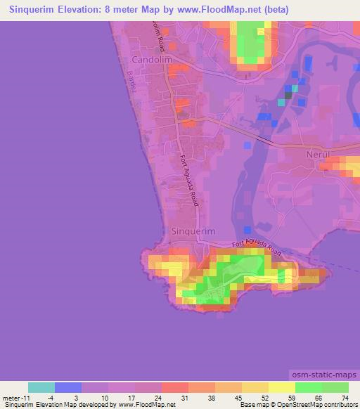 Sinquerim,India Elevation Map