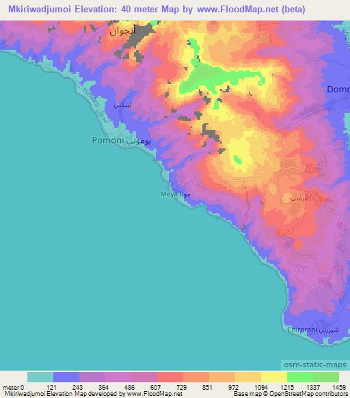 Mkiriwadjumoi,Comoros Elevation Map