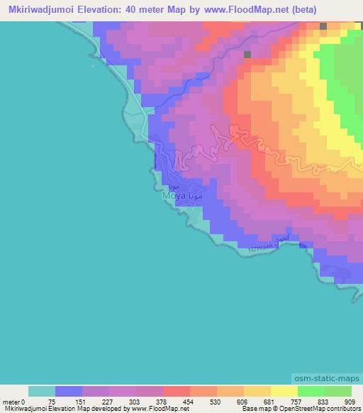 Mkiriwadjumoi,Comoros Elevation Map