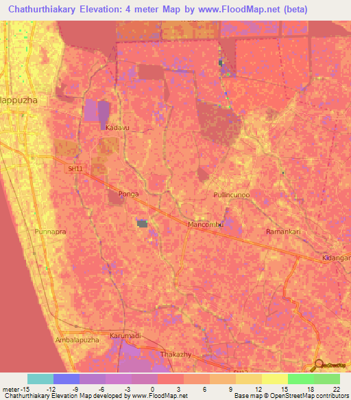 Chathurthiakary,India Elevation Map