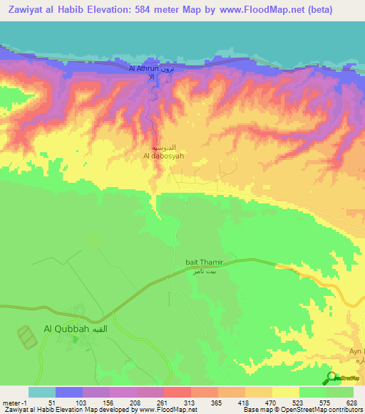 Zawiyat al Habib,Libya Elevation Map