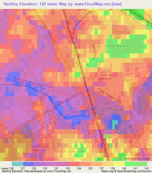 Bardiny,Belarus Elevation Map